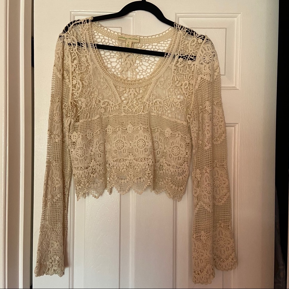 Lace Bell Sleeve Crop Top